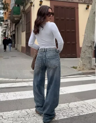 Baggy-Jeans mit Barrel-Print und niedriger Leibhöhe – Hose