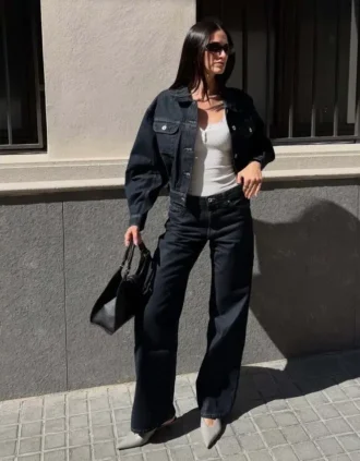 Baggy-Jeans mit mittlerer Leibhöhe
