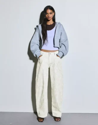 Baggy-Jeans mit niedrigem Bund und Barrel-Print – Hose