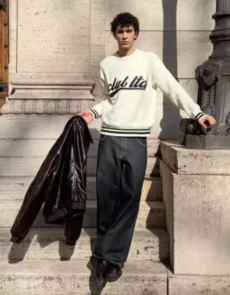 Bedruckter Sweater mit Frottee-Optik