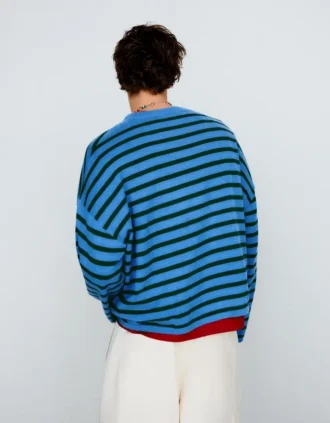Bestickter, gestreifter Pullover in Boxy-Fit – Pullover und Strickjacken