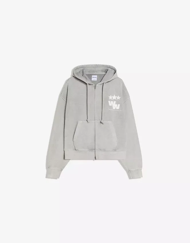 Boxy Fit Sweatshirt mit Reißverschluss und Aufdruck – Sweatshirts und Hoodies Boxy Fit Sweatshirt mit Reißverschluss und Aufdruck – Sweatshirts und Hoodies