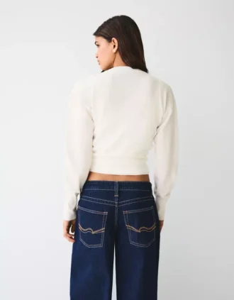 Gestreifte Jacke mit Rundhalsausschnitt und Knöpfen – Pullover und Strickjacken