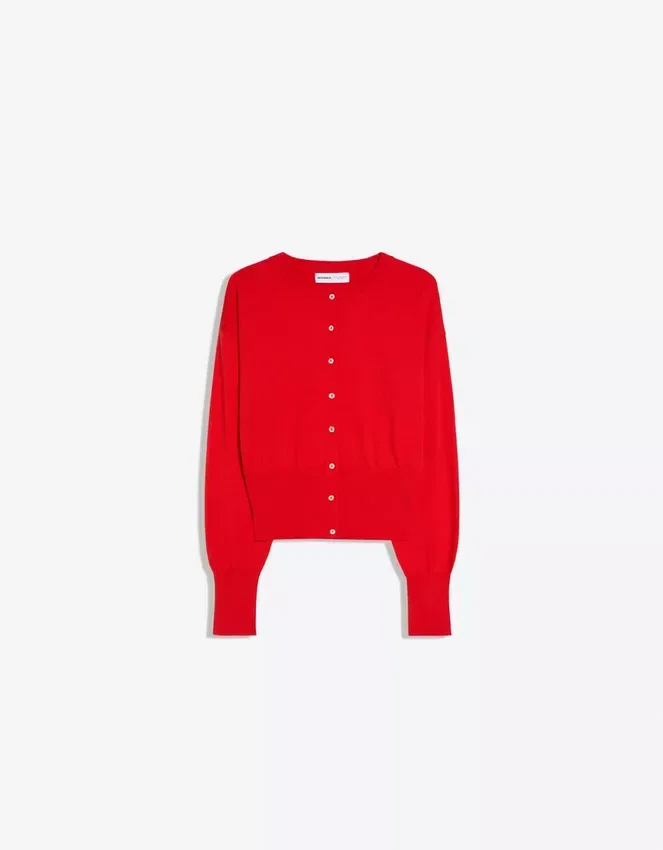 Gestreifte Jacke mit Rundhalsausschnitt und Knöpfen – Pullover und Strickjacken Gestreifte Jacke mit Rundhalsausschnitt und Knöpfen – Pullover und Strickjacken