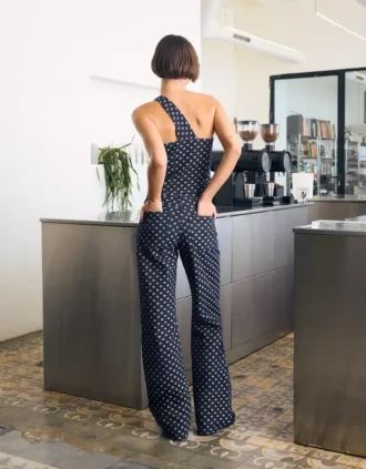 High-Waist-Jeans mit Straight-Bein-Design und Polka-Dots