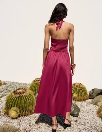 Langes Popeline-Halterkleid