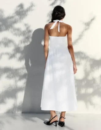 Langes Popeline-Halterkleid