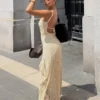 Midi-Kleid mit Spitzenbesatz