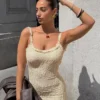 Midi-Kleid mit Spitzenbesatz