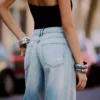 Zerrissene Jeans mit hoher Taille und Wide Leg-Bein